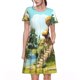 thumbnail image 1 of Easygdp Cartoon Mushroom House para Vestido Transpirable de Mujer, Vestido Suelto de Manga Corta con Pliegues y Bolsillos para el Verano, 1 of 6