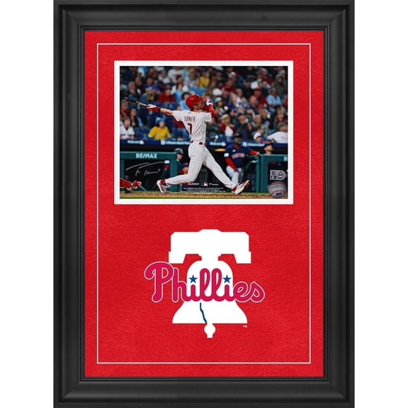 Trea Turner Philadelphia Phillies Deluxe Framed Autographed 8" x 10" White Jersey Hitting Photograph - Fanatics Authentic Certified