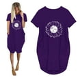 thumbnail image 5 of Puntoco Vestido De Manga Corta Con Cuello En V, Vestido Casual Suelto Con Estampado De Girasol Para Mujer, Color Morado Xxl, 5 of 5