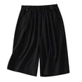 thumbnail image 2 of FAKKDUK Women Summer Cotton Linen Shorts Womens Shorts Elastic High Waist Pleated Ruffle Leisure Shorts Flowy Cute Shorts with Pockets Bermuda Shorts Casual Wide Legs Shorts, M&Black, 2 of 3