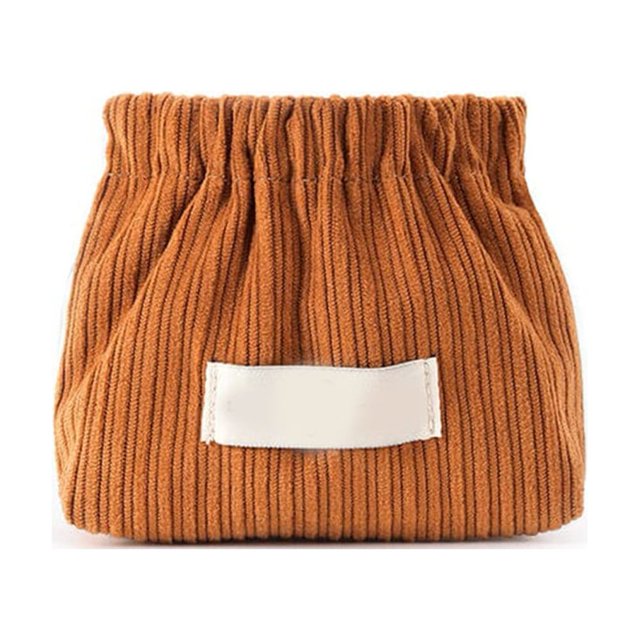Organizador de lazos para el pelo elástico de pana, bonita bolsa de maquillaje de viaje para mujer (marrón)