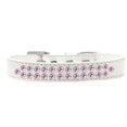 thumbnail image 1 of Two Row Light Pink Crystal Size 18 White Dog Collar, 1 of 1