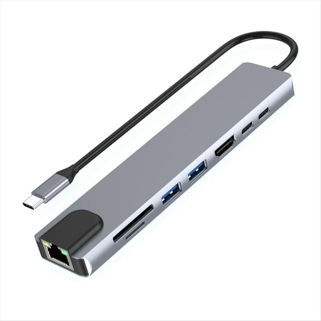 Hub USB-C con Ethernet, 4K HD, USB 3.0, Lector de Tarjetas SD, Carga PD de 87 W, Transferencia de Datos de Alta Velocidad para , MacOS