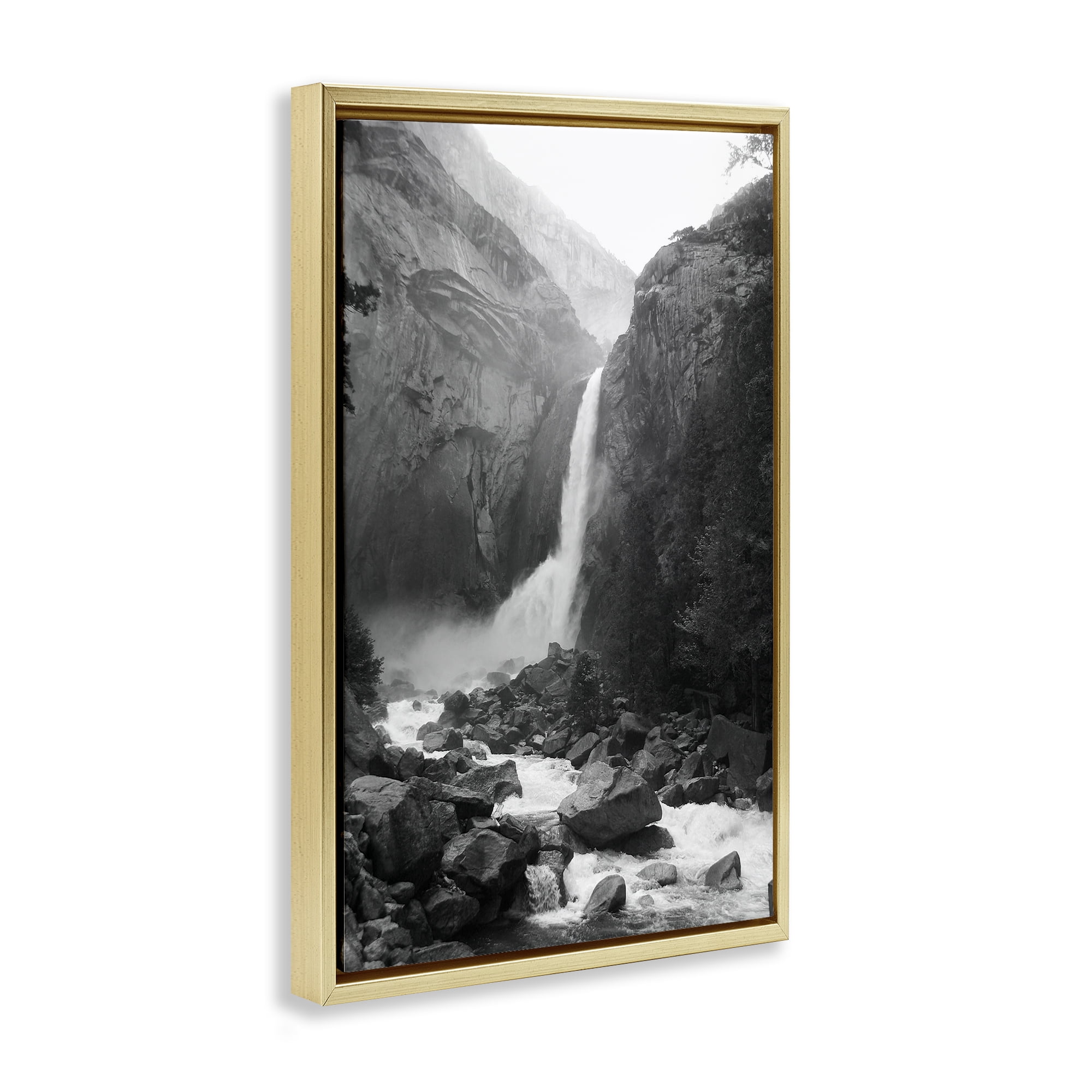 Stupell Industries Rocky Yosemite Falls Gold Framed Floater Canvas Wall Art, design by Kim Curinga