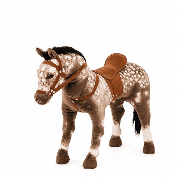 Leyfeng Kids Ride On Horse With Saddle 33.5 In, Realistic Neighing Sound Pony Toy For Toddlers Age 3-8