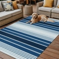 thumbnail image 2 of Fsddascl Navy Blue Stripe Outdoor Rug for Patio/Deck/Porch, Non-Slip Large Area Rug 5 x 8 Ft, Modern Blue Ombre Vertical Striped Indoor Outdoor Rugs Washable Area Rugs, Reversible Camping Rug Carpet, 2 of 5