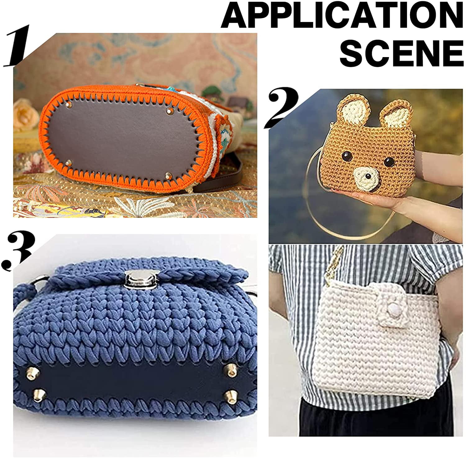  CHGCRAFT 2pcs Grey PU Leather Oval Flat Bag Bottom Women Bags  Base Handmade DIY Accessories for Knitting Crochet Bag Making  9.9x4.8x0.37inch : Everything Else