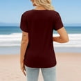 thumbnail image 4 of Summer Savings LADIGASU Women's Casual Solid Color Round Neck Hem Short Sleeved Top, 4 of 8