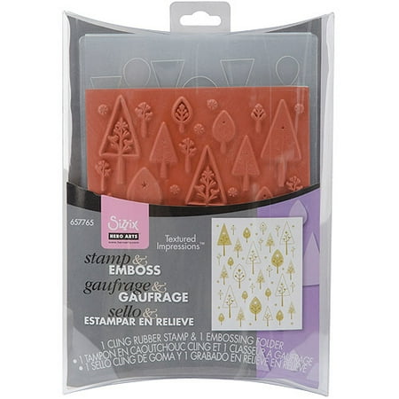 Sizzix Textured Impressions Embossing Folders and Stamp Set, Hero Arts Birds 'n' Trees