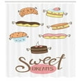 thumbnail image 3 of Sweet Dreams Shower Curtain, Hand Drawn Sweets Éclair Croissant and Cake with Wings Pastry Illustration, Fabric Bathroom Set with Hooks, 69W X 84L Inches Extra Long, Multicolor, by Ambesonne, 3 of 3