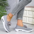 thumbnail image 6 of Domuza Women Knit Slip On Wedge Sneakers with Bow, Breathable Air Cushion Platform Shoes, Lightweight Comfortable Casual Walking Footwear Gray 9（EU-42）, 6 of 6