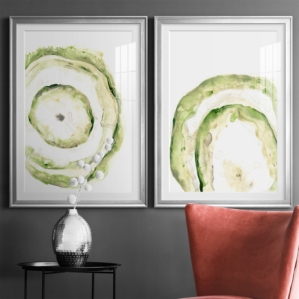 Wexford Home Lichen Halo III Premium Framed Print, 26.5" x 36.5" - Ready to Hang, Silver (Set of 2)