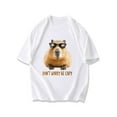 thumbnail image 3 of Cotton T Shirt Black Capybara With Sunglasses And Don T Worry Be Capy Text Casual Wear For Men And Women, 3 of 4