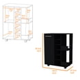 thumbnail image 3 of Modern Black Bar Cart with Cabinet Cubbies and Shelves for Kitchen and Living Room Storage, 3 of 6