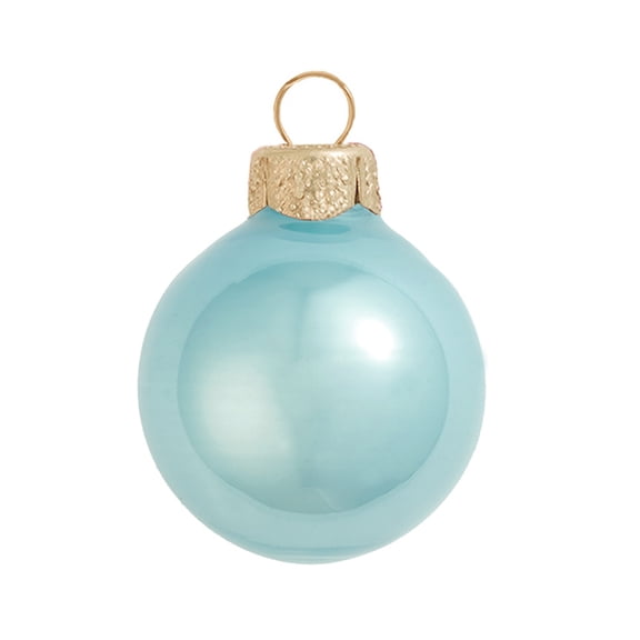 Whitehurst Pearl Finish Glass Christmas Ball Ornaments - 4.75" (120mm) - Baby Blue - 4ct