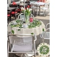 thumbnail image 4 of Outdoor Tablecloth with Umbrella Hole and Zipper, St Patrick's Day Round Table Cloth 54 Inch Waterproof Tablecloth, Green Shamrock Wreath Love Lucky Beige Picnic Table Cover for Patio Camping, 4 of 7