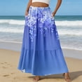 thumbnail image 2 of LWavelet Women's Daisy Floral Print Tiered Maxi Skirt, Elastic Waist with Pockets, Cute Spring & Mother's Day Long Skirt Purple 2XL, 2 of 6