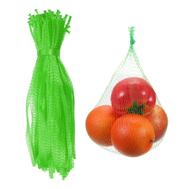 Lot de 100 Sacs de Production en Filet Réutilisables, 35cm/14 Pouces Sacs de Rangement Lavables pour Fruits Frais Légumes Fruits de Mer, Vert