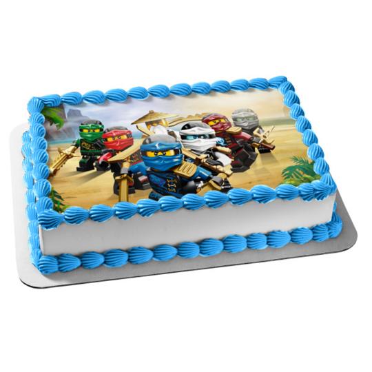 Ninjago Red Black PERSONALISED A4 ICING Edible Cake Topper Birthday Fun Kids