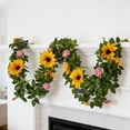 thumbnail image 4 of Sunflower Garland with Roses Artificial, Fake Flower Vine for Spring Garden, Wedding Arch Decor for Balcony Patio, Plastic Rattan for Staircase Fence Outdoor, 4 of 9