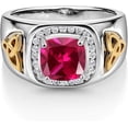 thumbnail image 2 of Divine_creation 2.00 Ct Cushion Cut Red Ruby Engagement Wedding Mens Ring 14K White Gold Plated 925 Sterling Silver -7.5, 2 of 2