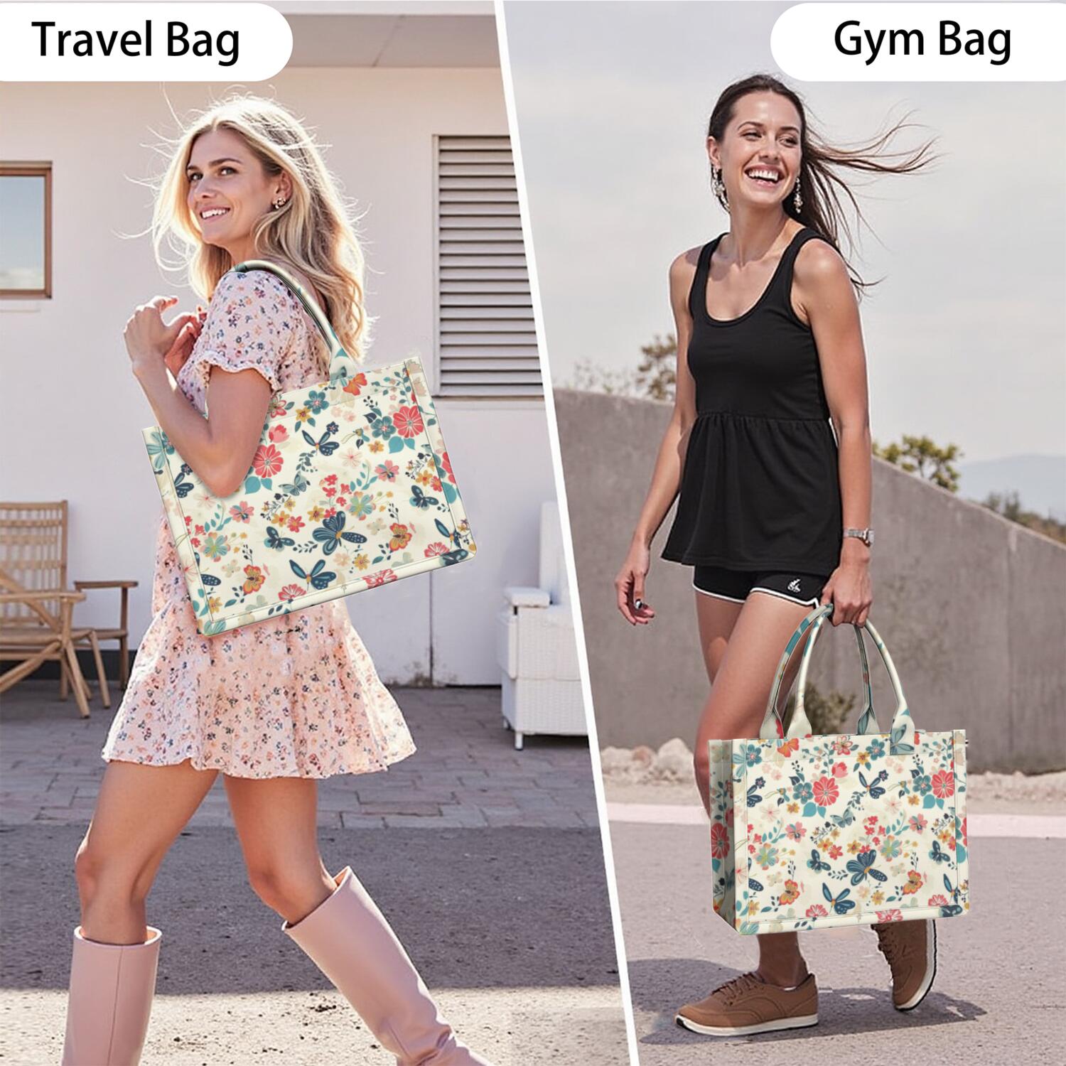 Large Capacity Tote Bag,Pioneer Flower Floral Print Pattern Handbag Fashion Luxury Tote Bag,15.7"x13"x 5.1" Inches,Laptop Compatible