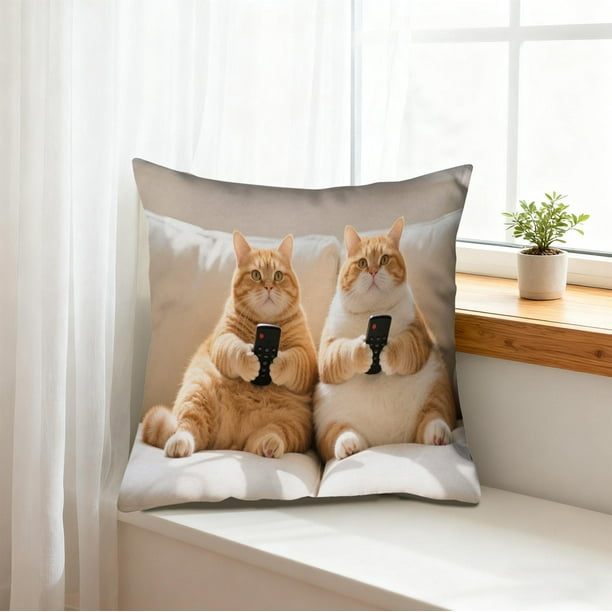 Juego de cojines con estampado de animales adorables para dormitorio, sala de estar o sofá (45x45 cm). Funda de cojín aterciopelada.