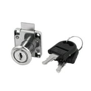 16mm Cylinder Diameter Metal Square Base Drawer Lock Locker Silver Tone w 2 Keys