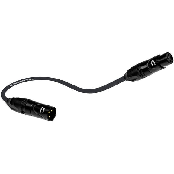3-Pin XLR Male to Female Balanced - 0.5 Ft Black - XLR/M to XLR/F Cable