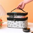 thumbnail image 5 of Lingge bolsa de cosméticos portátil de doble capa, bolsa de aseo de cuero PU de alto valor, bolsa de almacenamiento de cosméticos multifuncional portátil para mujer, 5 of 5