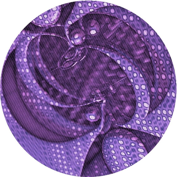 Ahgly Company Machine Washable Indoor Round Transitional Bright Purple Area Rugs, 3' Round