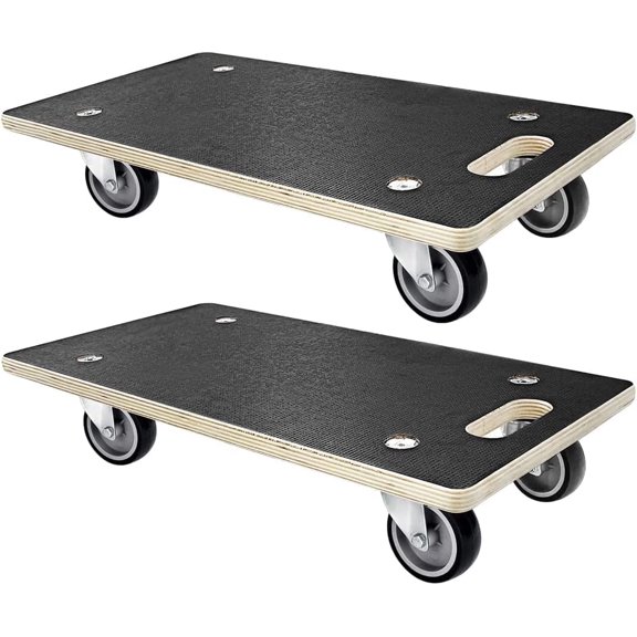 2Pcs Rectangle Wood Platform Dolly, 550 lbs Load Capacity Heavy Duty Wood Furniture Dolly, Multifunctional Movers Carrier with 4 Wheels for Carrying Heavy Objects Such As Furniture