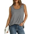 thumbnail image 7 of Cotton Tank Tops Womens Summer Loose Fit Sleeveless Scoop Neck Curved Hem Workout Casual Tees 2025 Fashion (5XL, Gray), 7 of 7