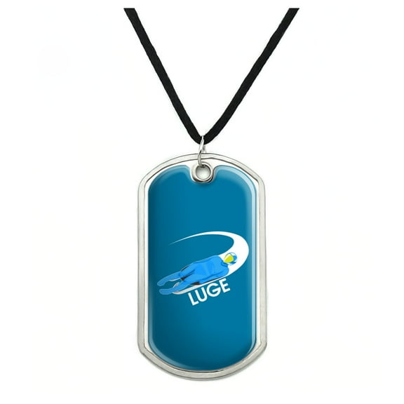 Luge Luger Luging Winter Sport Military Dog Tag Pendant Necklace with Cord