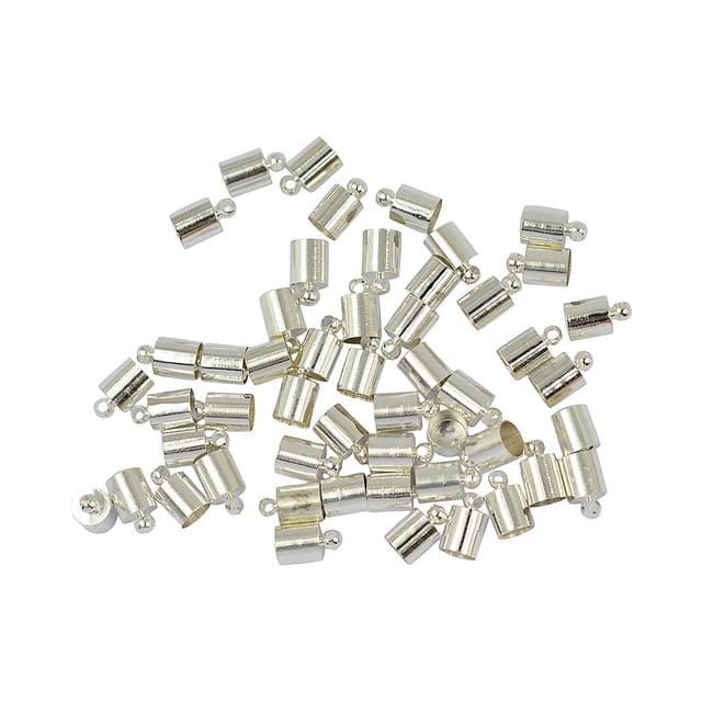 KLKCMS 50pcs 6mm End Caps Tassel End Caps Necklace Connectors Jewelry Making