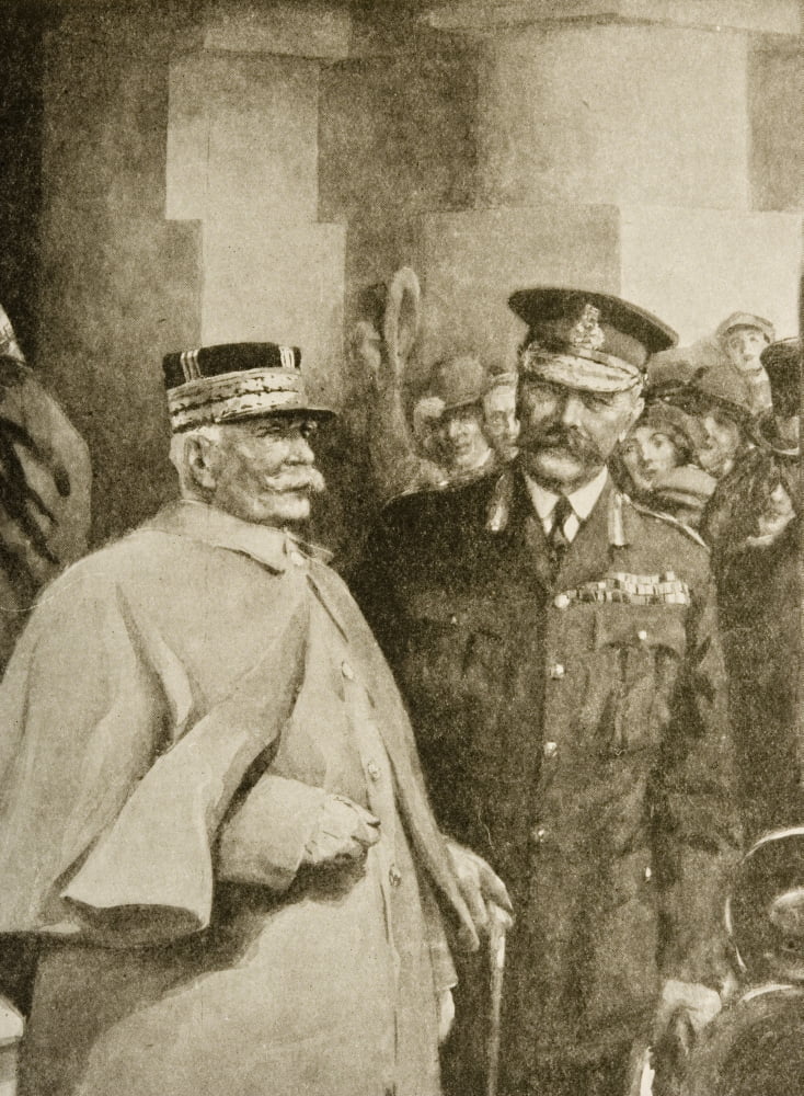 Co-Ordinating Allied Strategy General Joffre Leaving The War Office With Lord Kitchener On October 291915 During His First Visit To London Since The Outbreak Of The WarDrawn By Christopher Clark Canva
