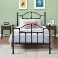 thumbnail image 3 of 3 Piece Bedroom Sets Twin Size Black Metal Bed Frame and 2 Brown Nightstands, 3 of 8