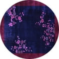 thumbnail image 1 of Ahgly Company Indoor Round Oriental Purple Asian Inspired Area Rugs, 7' Round, 1 of 4