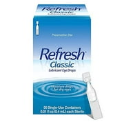 Refresh Classic Lubricant Eye Drops, Preservative-Free,0.01 Fl Oz Single-Use Containers, 50 Count (Pack of 1), Packaging May Vary