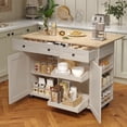 thumbnail image 3 of Rolling Kitchen Island with Drop-Leaf Countertop – 47.2" Mobile Kitchen Cart on Wheels with Charging Station, Pull-Out Shelves, Drawers, Spice Rack, and Organizer Divider, 3 of 6