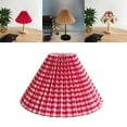 thumbnail image 2 of Pleated Lampshade Cloth Table Ceiling Light Shade Lamp Shade Bedroom Pleats Bedroom Fabric Red Grid, 2 of 8