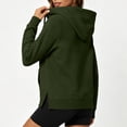thumbnail image 5 of Josdec Drawstring Hooded Sweatshirts for Women Solid Color Long Sleeve Pullover Kangaroo Pocket Side Split Hem Casual Hoodies S-2XL, 5 of 8