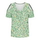 thumbnail image 2 of Tops de Algodón para las Mujeres Color Bloqueado Impreso Manga Corta Cuello en V Fuera Del Hombro, Top de Moda para Diario, 2 of 6
