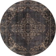 thumbnail image 1 of Ahgly Company Tapis Rond Traditionnel Noir Charbon Lavable en Machine, 3 Pieds Rond, 1 of 7