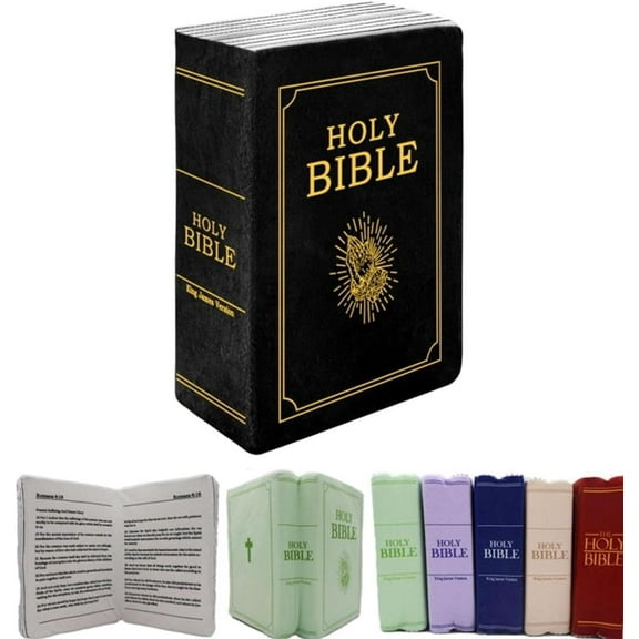 Bible Pillow Cozy Faith Bible Plush Pillow That Opens Christian Holy Stuff Religious Party Favors Gifts Home Book Shape Plush Toy for Adults Kids Christening Easter Christmas Holiday