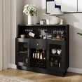 thumbnail image 6 of Ataujin Home Bar & Coffee Station with LED Lights, 47.24" Multi-Functional Cabinet, Lockable Glass Door, and Spacious Countertop. Holds 8 Bottles & 15 Glasses for Living Room, Dining Room, Kitchen, 6 of 8