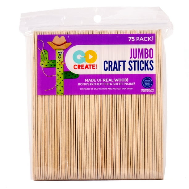 Go Create Jumbo Wood Craft Sticks, 75 Pack