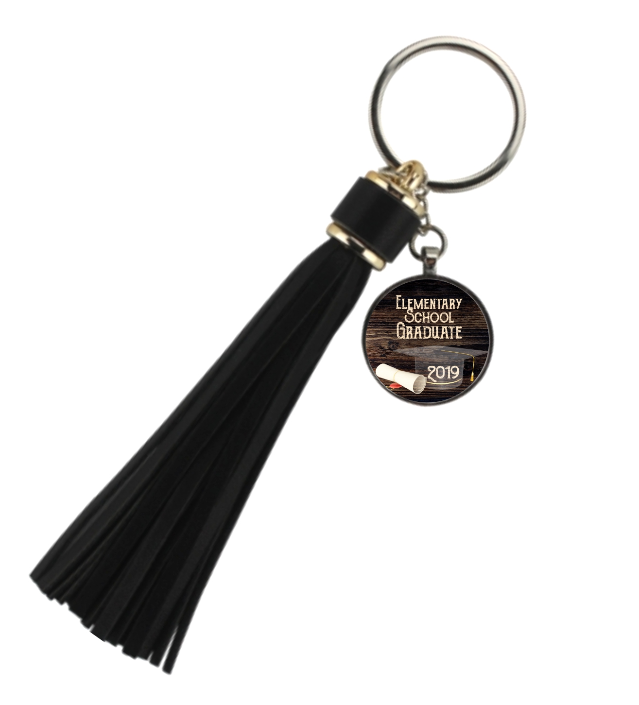Accessory Avenue Graduation Keychain 2019 Wood Print Black Tassel