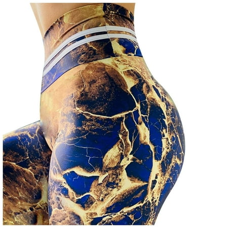 

ELFINDEA Shapewear Yoga Pants High Waist Print Workout Shorts Hidden Pockets Athletic Legs Plus Size Body Suits for Womens Brown S