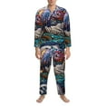thumbnail image 3 of Pofeuu Psychedelic Shark Artwork Print Men's Long Sleeve Pajama Set Pijamas Para Hombres Pijamas Para Hombres Mens Pajamas Set-Large, 3 of 7